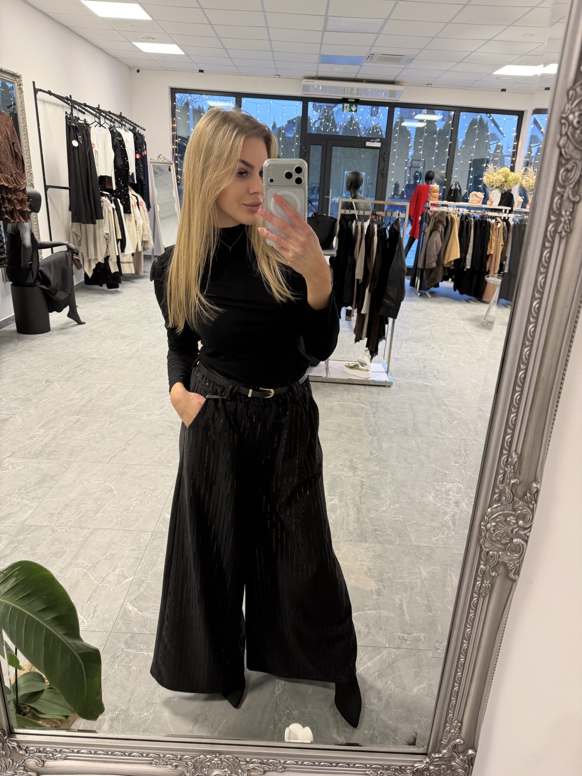 ELEGANCKIE SPODNIE Z OZDOBNYM PRZESZYCIEM