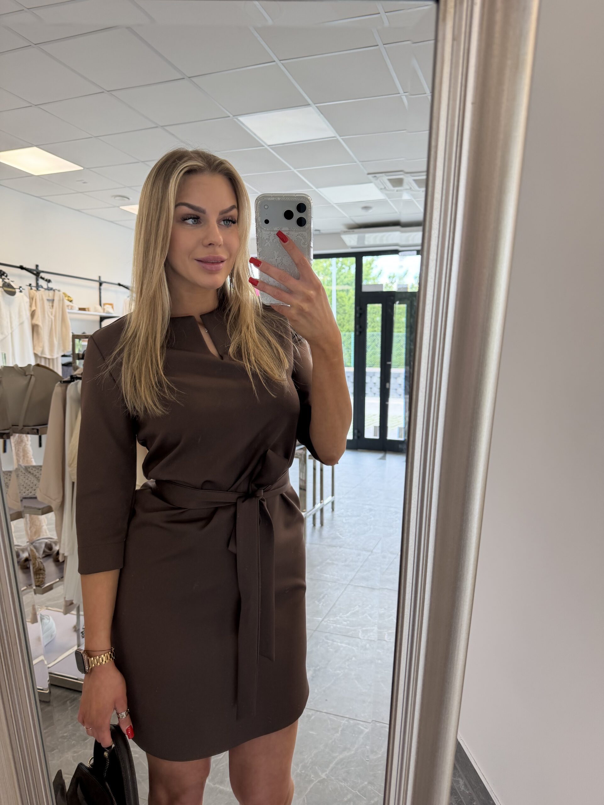 ELEGANCKA CZEKOLADOWA SUKIENKA