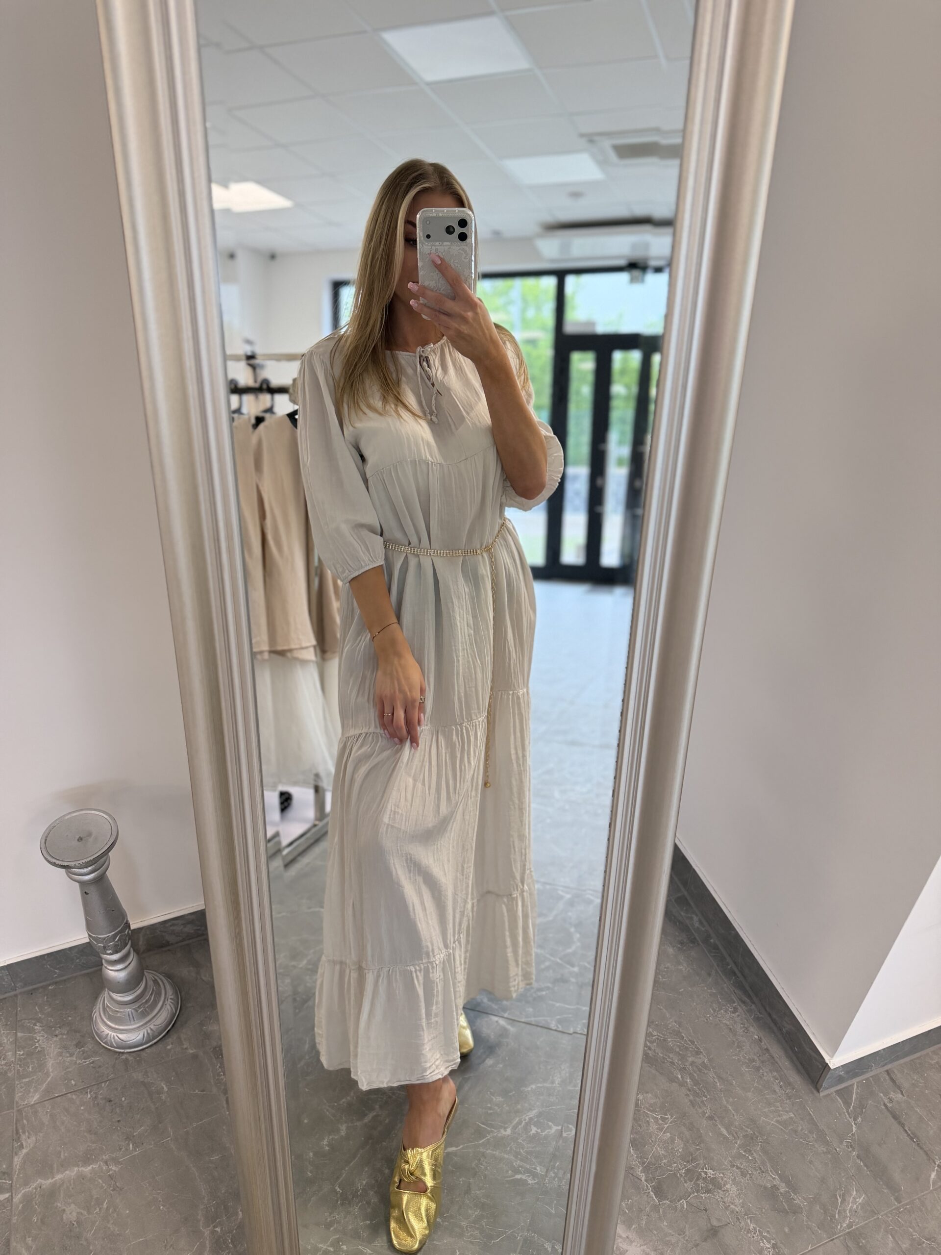 LETNIA SUKIENKA MAXI – BEŻOWA
