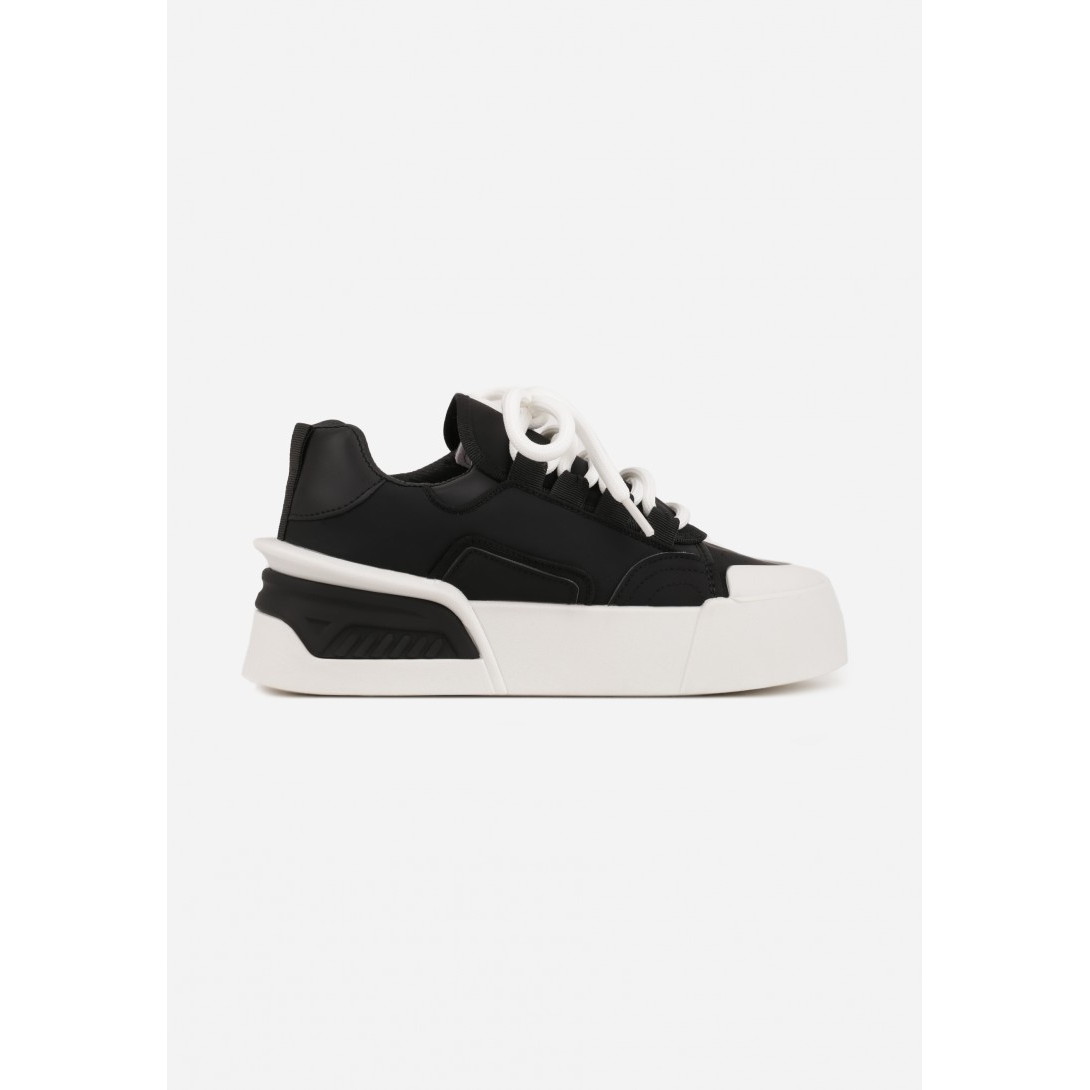 SNEAKERSY CZARNE Z BIAŁYMI WSTAWKAMI